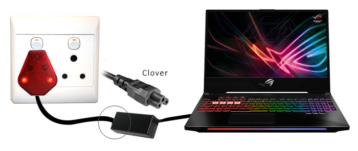 Plug the Wonder Plug into the wall mains, then into the laptop transformer